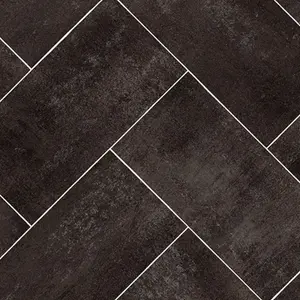 Black Stone Effect Vinyl Flooring For LivingRoom, Kitchen, 2.8mm Cushion Backed Vinyl Sheet-9m(29'5") X 3m(9'9")-27m²