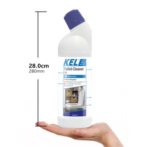 KEL - Toilet Cleaner Gel, Powerful, Effective Bathroom Descaler Cleans Bowl & Under Loo Rim, Limescale & Stain Remover - 1 Litre