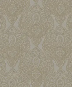 Galerie Emporium Grey Gold Mehndi Damask Embossed Wallpaper