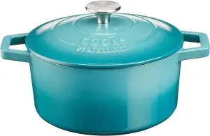 Cast Iron Casserole Set of 2 20cm & 26cm / 2.8L & 5.8L Dishes Oven Proof Enamelled Cast Iron Pans with Lids