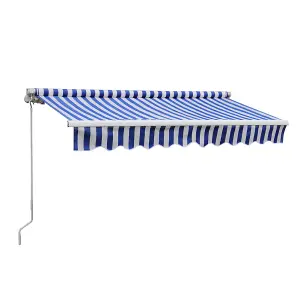 Blue and White Aluminum Alloy Sunshade Oxford Cloth  Garden Sun Shade Canopy Outdoor Folding Awning 3.5 m x 3 m