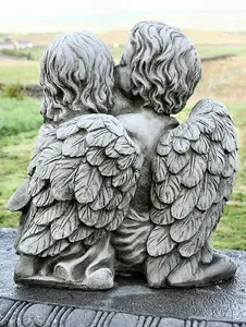 Charming Cupid Lovers Stone Cast Statue