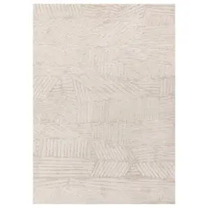 Cream Modern Easy to Clean Abstract Dining Room Bedroom And Living Room-120cm X 170cm