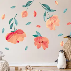 Walplus Watercolour Peach Flowers Wall Stickers Mural Decal