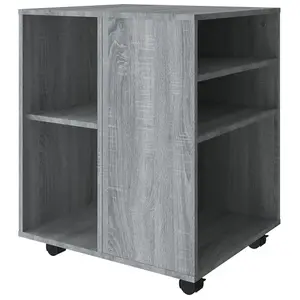 Berkfield Rolling Cabinet Grey Sonoma 60x53x72 cm Engineered Wood