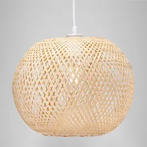 Eco Friendly Modern Spherical Cage Design Bamboo Strapping Pendant Lamp Shade