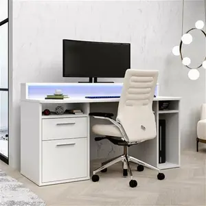 Flair Power Z White Computer Gaming Desk