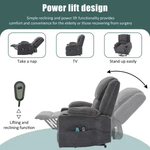 Large Power Lift Chairs Recliner Chair with Heat and Massage Smart Arm Chair with Cup Holders Upholstered Soft Fabric