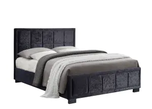 Birlea Hannover Small Double Bed Black Crushed Velvet