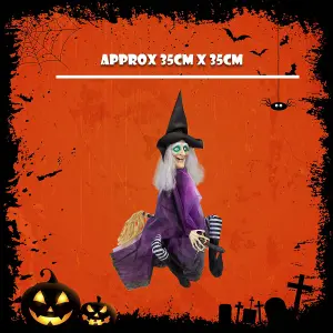 Animated Witch Halloween Kicking Leg Light Decoration Trick or Treat 90cm Purple