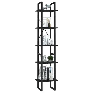 Berkfield 5-Tier Book Cabinet Black 40x30x175 cm Engineered Wood