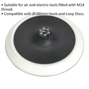 178mm DA Backing Pad for Hook & Loop Discs - M14 x 2mm Thread - Angle Grinder