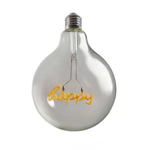 ValueLights Vintage Style 2w LED ES E27 Edison Screw Word Script Happy Design Clear Light Bulb - Happy