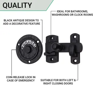 AFIT Black Toilet Bathroom Bolt Vacant Engaged Indicator Bolt 83mm