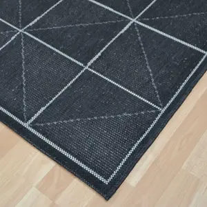 Patio Check PAT07 Geometric Indoor Outdoor Rugs in Charcoal Grey - 160x230cm