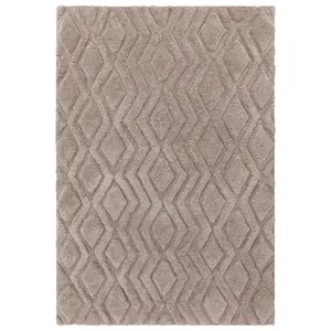 Dark Beige Modern Shaggy Easy to Clean Geometric Dining Room Bedroom And Living Room Rug-120cm X 170cm