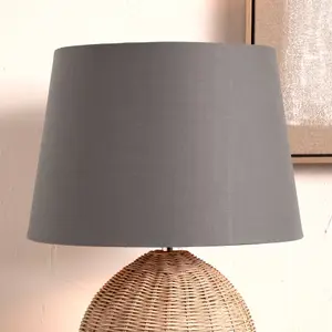 25cm Grey Tapered Poly Cotton Lampshade for Table Lamps and Floor Lamps