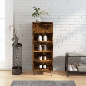 Shoe Cabinet Smoked Oak 40x36x105 cm Engineered Wood