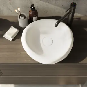 GoodHome Kentia Matt White Round Counter top Basin (W)39.6cm