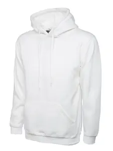 Uneek - Unisex Classic Hooded Sweatshirt/Jumper  - 50% Polyester 50% Cotton - White - Size S