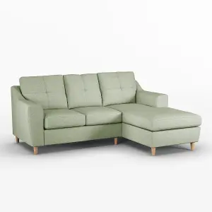 Baxter Fabric L Shaped 3 Seater Corner Sofa With Chaise Sage Right Hand Facing