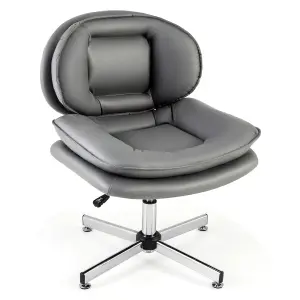 Costway Armless Home Office Chair Upholstered Swivel Computer Chair Height Adjustable Vanity Chair