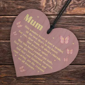 Red Ocean Beautiful Wooden Heart Mum Poem Mothers Day Gift For Mum Birthday Gift For Mum From Daughter Son Keepsake