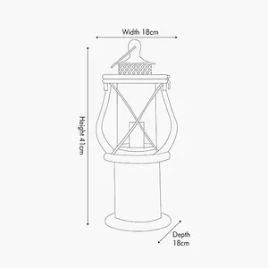 Retro White Washed Wooden Lantern Table Lamp