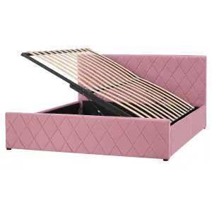 Velvet EU King Size Ottoman Bed Pink ROCHEFORT