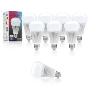 Auraglow 2.4Ghz RGB CCT Smart E27 LED Light Bulb - 70w EQV - 8 PACK