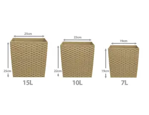 simpa 2PC Beige 10L Cubie Rattan Plastic Planters - 22cm (H) x 22cm (W) x 22cm (D)