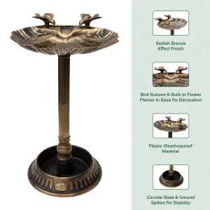 GardenKraft 17390 Bird Bath with Built-In Base Planter