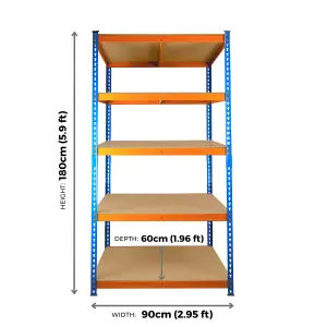 NEW 5 Tier Extra Heavy Duty Storage Racking 1800h x 900w x 600d mm 300kg