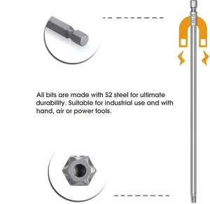 GOBEST extra long 200mm torx security screwdriver bits set 8pcs T8-T40 magnetic