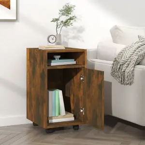 Berkfield Side Cabinet with Wheels Smoked Oak 33x38x60 cm Engineered Wood