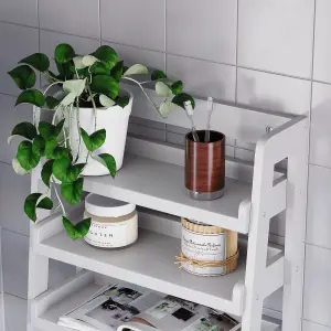 Hayle Matt White Wood Rectangular Wall-mounted Bathroom Shelf (D)20cm (H)53cm (L)20cm