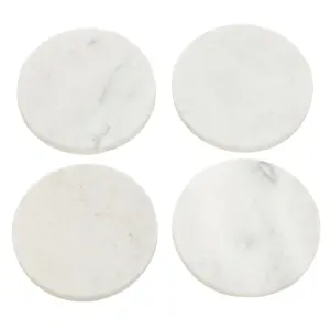 Maison by Premier Marmore Set Of Four White Marble Round Coasters