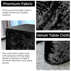 Diamond Velvet Rectangle Tablecloth, Black , 70 Inch x 144 Inch