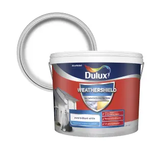 Dulux Weathershield Pure brilliant white Textured Matt Masonry paint, 10L