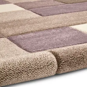 Beige/Purple Modern Geometric Handmade Easy to Clean Rug for Living Room Bedroom and Dining Room-120cm X 170cm