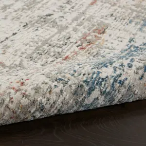 Light Grey Multi Rustic Textures Luxurious Modern Abstract Bedroom & Living Room Rug -66 X 230cm (Runner)