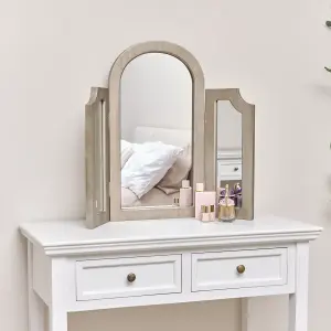 Melody Maison Silver Arched Triple Dressing Table Mirror - Sabrina Silver Range