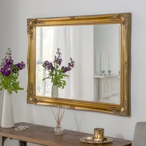 Burdette Glass Flat Wall Mirror Gold / 90 cm H x 63 cm W