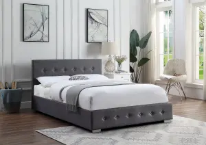 Dark Grey Double Ottoman Lift Up Storage Bedframe With Gas Lifts