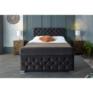 Veneta Plush Velvet Steel Bed Frame