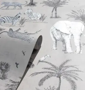 Arthouse Safari Lagoon Grey Wallpaper