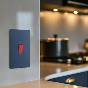 BG Evolve Large 45A Double Pole Cooker Switch & LED, Matt Blue