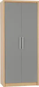 Seville 2 Door Wardrobe in Oak and Grey Sheen Finish