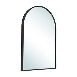 Krysha Metal Framed Wall Mounted Bathroom Mirror in Black 50cm H x 40cm W