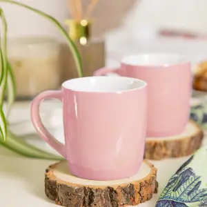 Argon Tableware - Coloured Coffee Mugs - 350ml - Pack of 4 - Pink